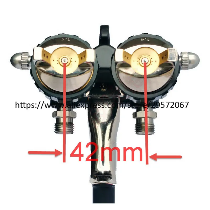 Двойной 1,4 мм распылитель давления с насадкой, нано хромированный распылитель с двойной головкой, пневматический распылитель давления