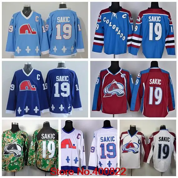 19 Joe Sakic Mens Quebec Nordiques Jersey Cheap Colorado Avalanche Ice