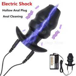 Electro Shock полые Butt Plug Enemator 10 Скорость вибратор анальный расширитель открытым Электрический массажер Секс-игрушки для Для мужчин Для женщин