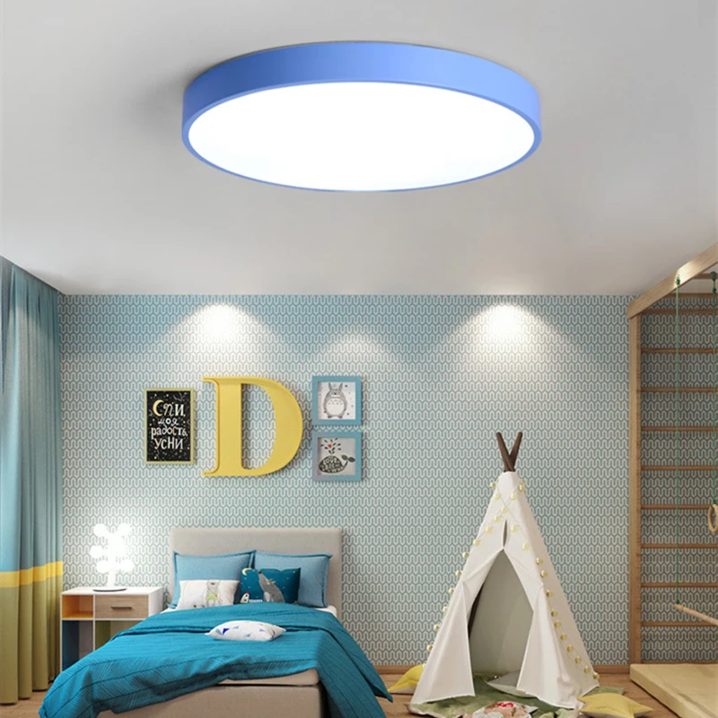 Creative Ultra-Thin 5cm Macaron Colour LED Ceiling Light Modern Round Remote Control Lamp Bedroom Foyer Hotel Surface Mount Lamp wall hanging lights