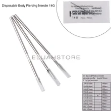 Chuse Belleza 10 unids ESTÉRILES Desechables Body Piercing Agujas 14G kit de herramientas de Perforación de Grado Médico para el oído ombligo nariz rotary