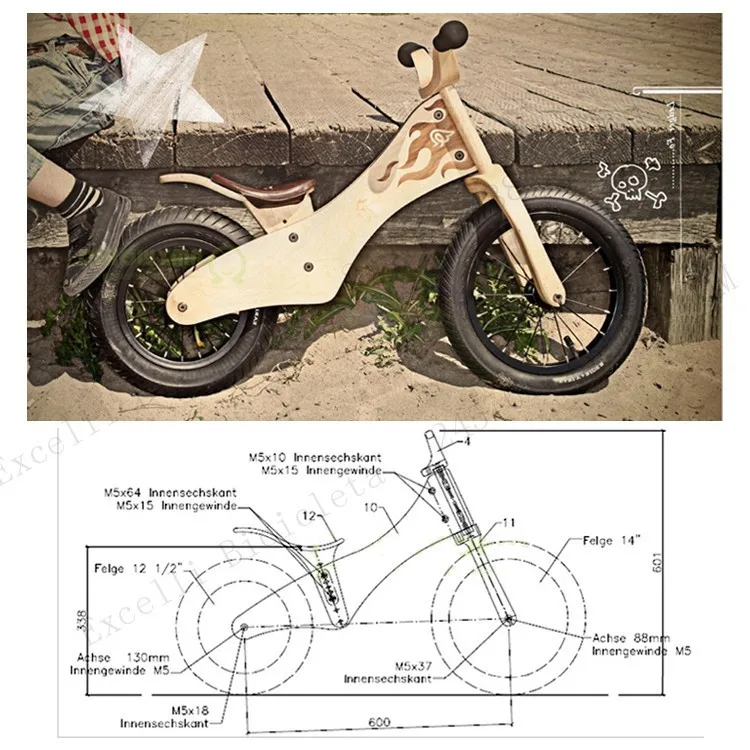 b07-Baby two wheels Wood Balance Bike for 2-6 Years age Bicicleta Infantil Balance Bike Kid's bicycle Common Childen's Cycling