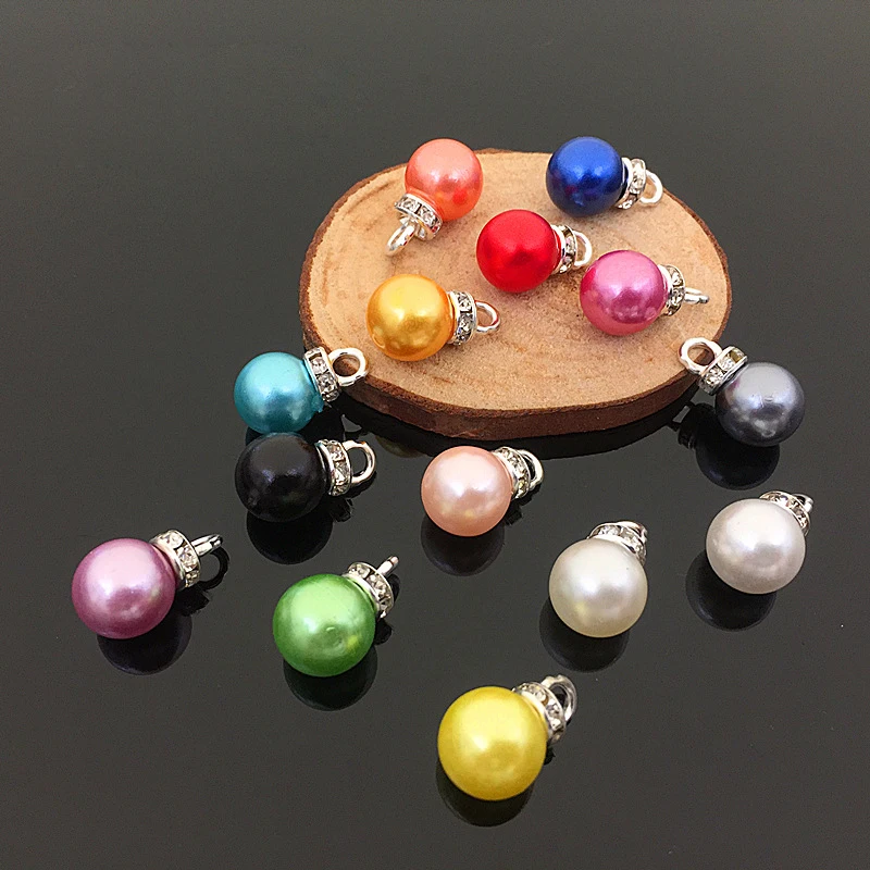 

Mix packing Imitation Pearl Beads Charms Pendants with rhinestone hat For DIY Jewelry Handmade Bracelet Necklace Accessories