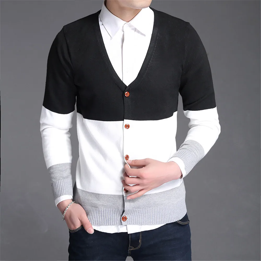 Men's Male Cotton Knit Cardigan Sweater Knit Sweaters