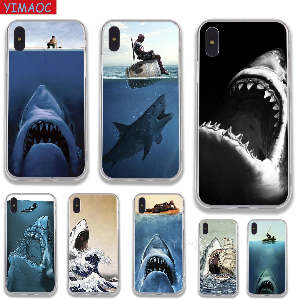 YIMAOC Deadpool And sharks Soft Case TPU Silicone Cover for iPhone 8 7 6 6S Plus 5 5S SE X XR XS 11 Pro Max Shell Cases |