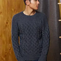 100% ручной работы из чистой шерсти вязать мужчин мода Аргайл твист полосатый Oneck свитер-пуловер грубой вязки Индивидуальные