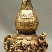 1" Китайский латунный по феншуй восьмиметражные статуи Бог Тыква калабас горшок