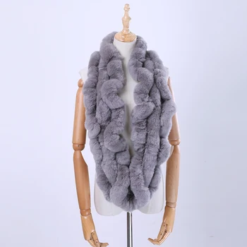 

2020 Fashion Women's Winter Genuine Real Rex Rabbit Fur Loop Infinity Scarf Ring Scarves Cowl Scarf Wraps Mufflers Snood Stole