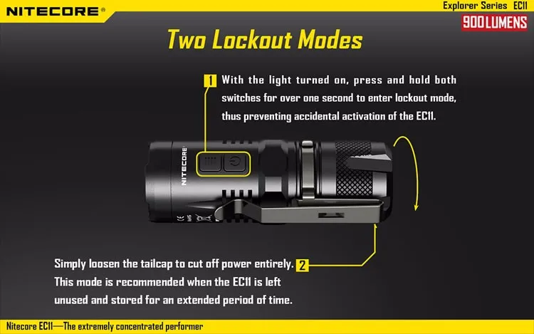 Nitecore EC11 CREE XM-L2 U2 900 люмен светодиодный тактический фонарь для кемпинга с аккумулятором 18350