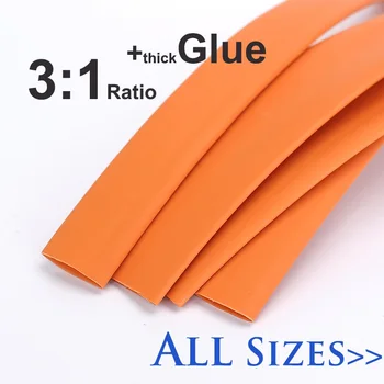 

1.6/2.4/3.2/4.8/6.4/7.9/9.5/12.7/15mm 3:1 ratio Heat Shrink Tube Orange Dual Wall Adhesive thick Glue Tubing Wrap Wire Cable kit