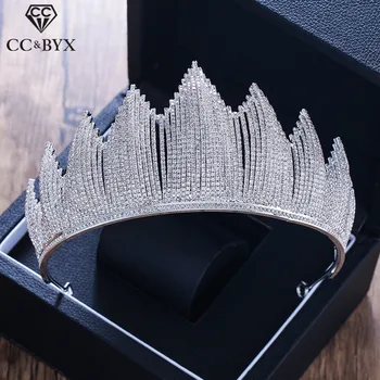 

CC wedding jewelry crown tiara hairbands luxury pageant engagement hair accessories for bridal cubic zircon shine cz stone XY309