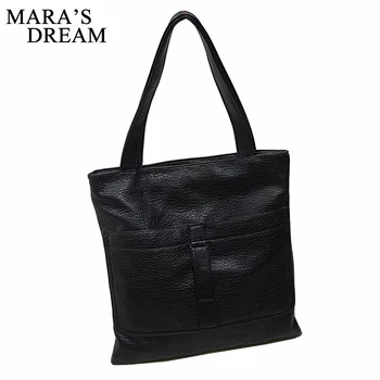 

Mara's Dream 2018 Fashion black Women handbag big PU leather casual shoulder bag large tote shopping bag ladies beach handbag