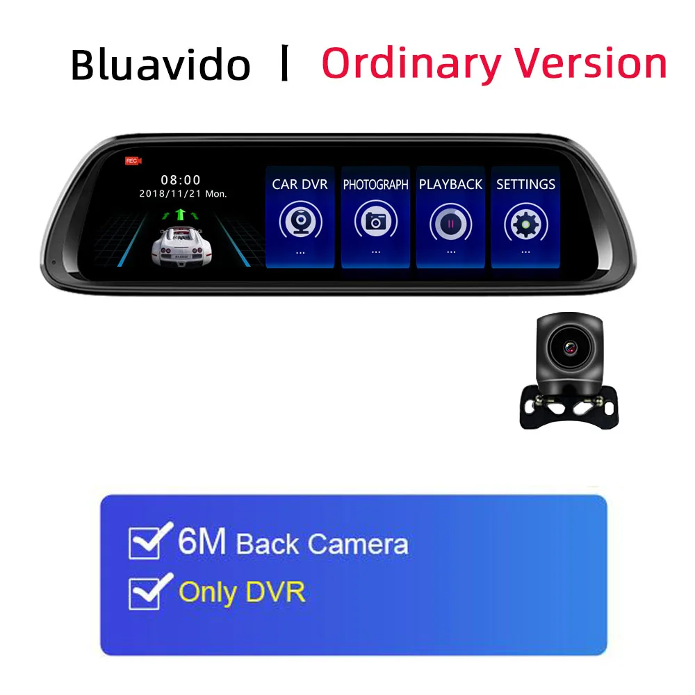 Bluavido 4G ADAS Android 8,1 dash камера 1" ips Автомобильное зеркало заднего вида gps FHD 1080P Автомобильный видеорегистратор с функцией ночного видения WiFi авто видеорегистратор - Название цвета: Ordinary Version