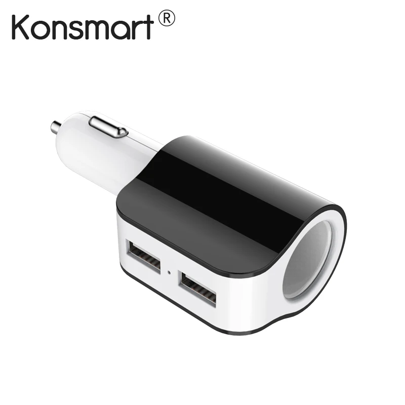 

KONSMART New 2.1A Dual USB Smart Car Charger Adapter With Car Lighter Slot For iPhone iPad Mobile Phones Car Recorder GPS DVR