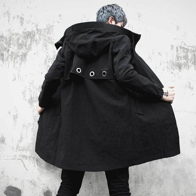 Мужская Длинная ветровка в стиле хип хоп с капюшоном и ушками 2019|men's cloak|mens long