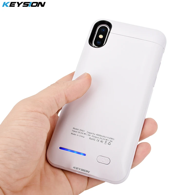 KEYSION 4000 мАч Мощность Bank чехол для iphone X Ultra Slim Портативный зарядки внешнего резервного Батарея Зарядное устройство чехол для iphone X