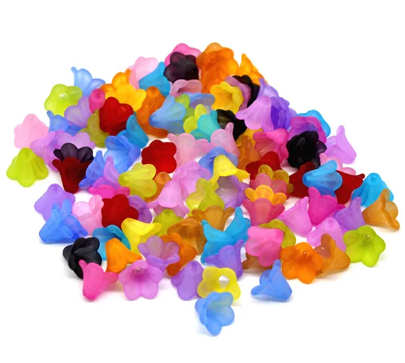 

Free Shipping 200PCs Random Mixed Lily Flower Frosted Acrylic Beads 14x10mm Findings Wholesale