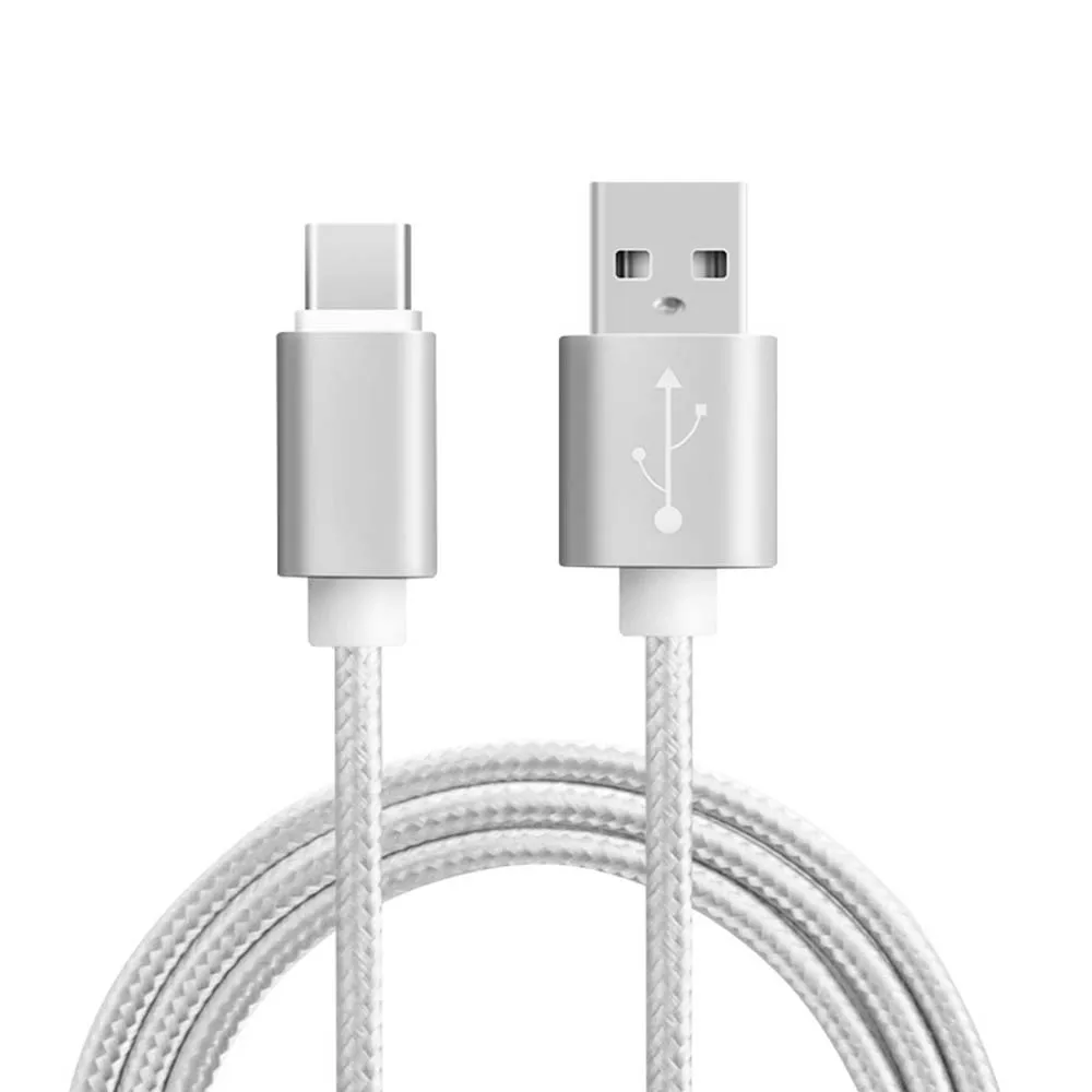 Кабель usb type C нейлоновая оплетка 2A Быстрый кабель type-C для зарядки данных для samsung LG Oneplus 0,25 M 1M 1,5 M 2M USB C зарядный кабель - Цвет: Silver