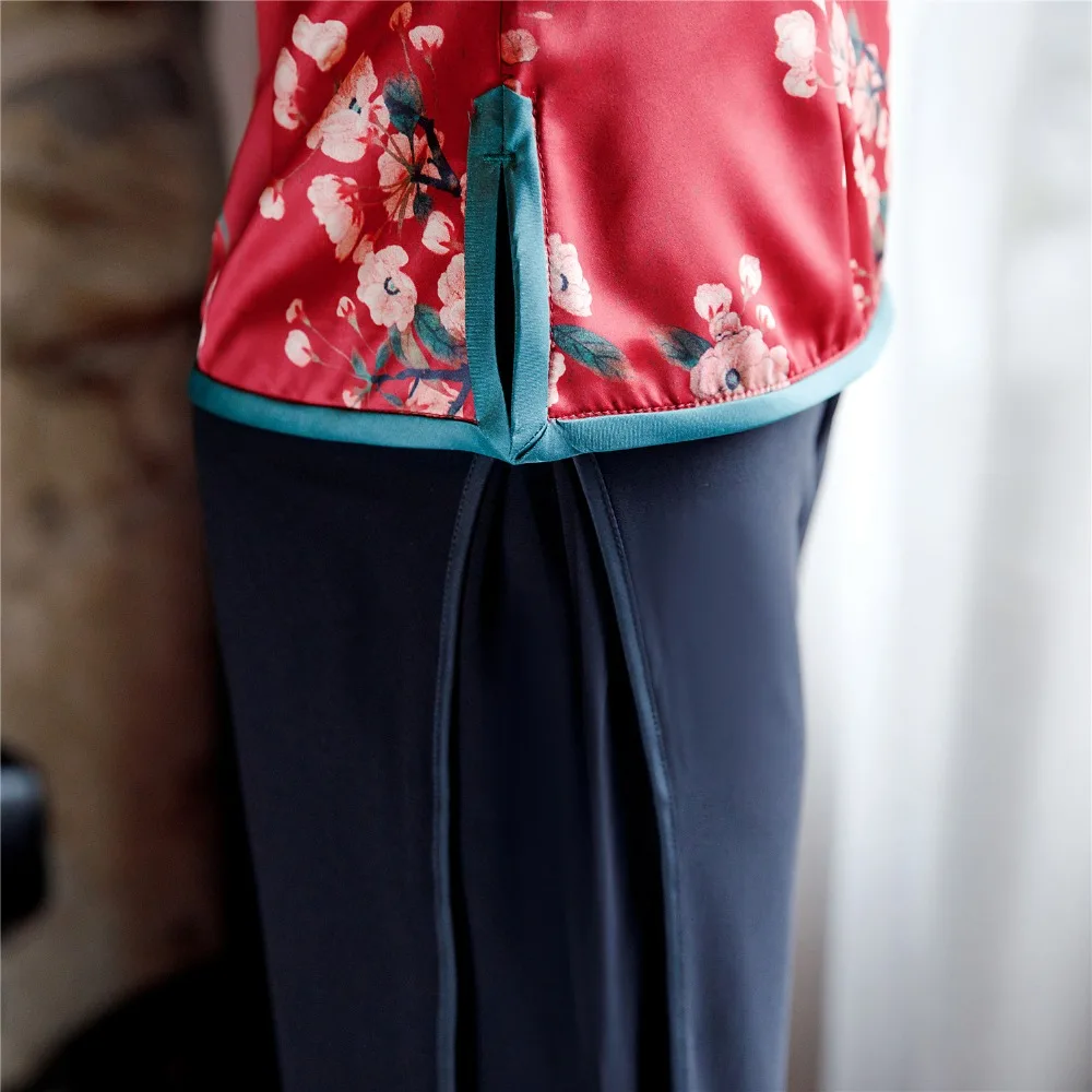 Шанхай история 3/4 рукав Cheongsam топ + брюки для девочек комплект Китайская традиционная одежда для женщин Qipao 2 стиль