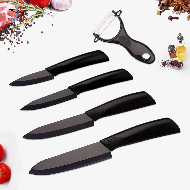 Günstig FINDKING Zirkonia Keramik Messer set schwarz klinge 3 4 5 6 zoll + Schäler + abdeckungen keramik messer set für cut fleisch und obst messer