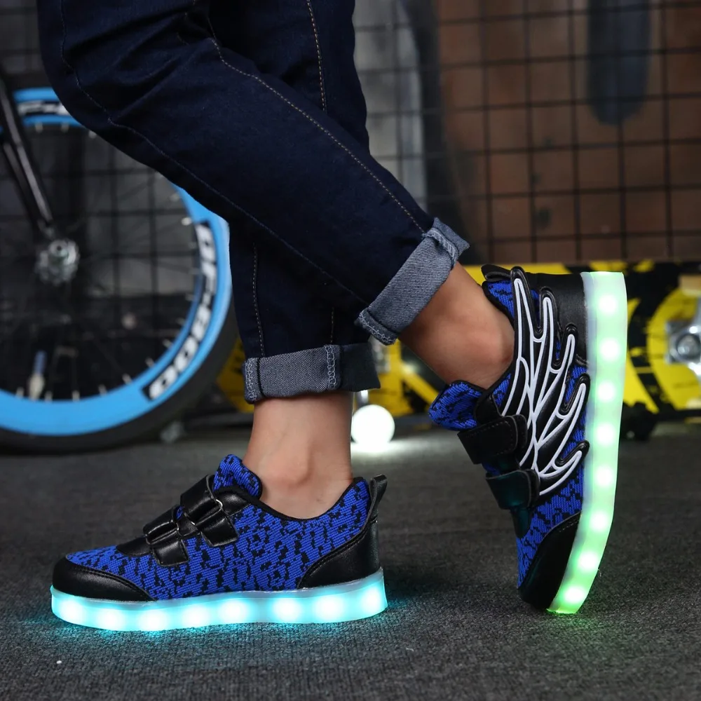 UncleJerry светодиодный обувь для детей светящиеся кроссовки светящиеся теннисные туфли для мальчиков и девочек зарядка через usb светодиодный светильник модная обувь