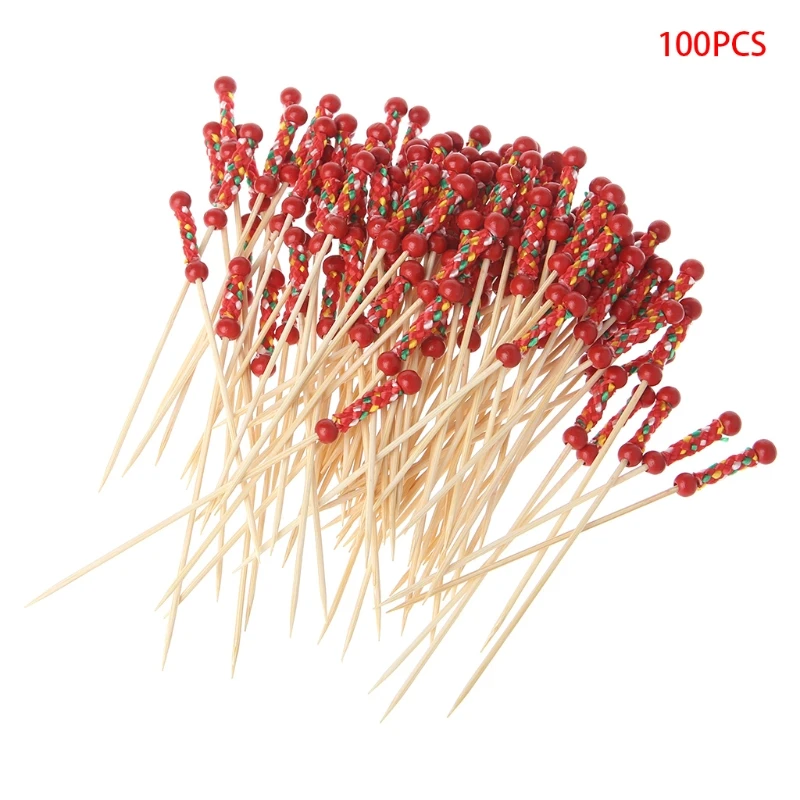 100 шт бусин бамбуковые палочки для коктейлей одноразовые палочки для зубов вечерние Клубные палочки для фруктов