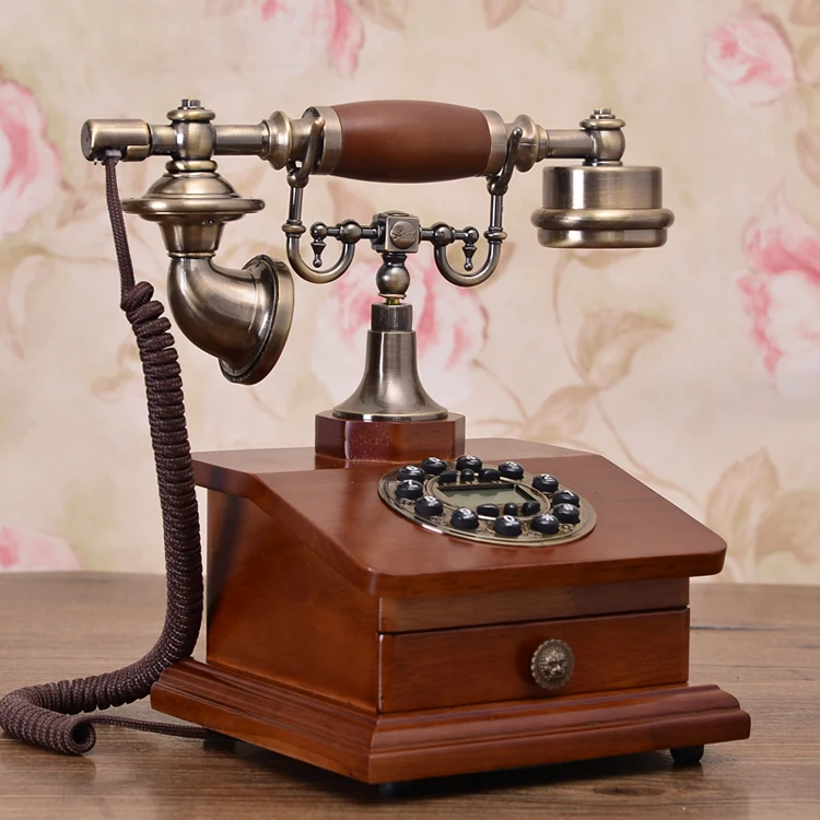 European solid wood telephone antique telephone set with drawer type