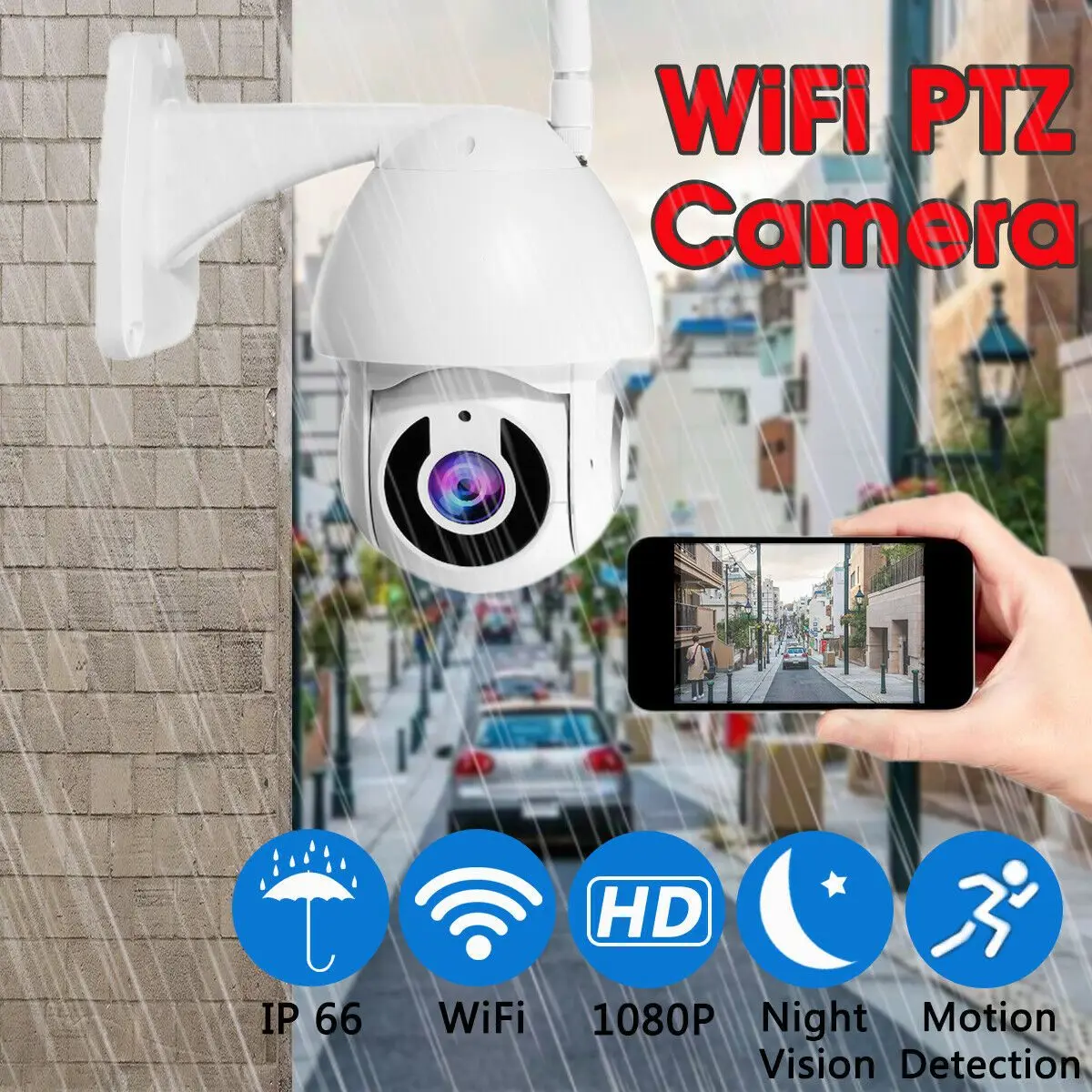 

WIFI PTZ IP Camera Outdoor Wireless Speed Dome 1080P HD Zoom Waterproof 2MP IR Night Vision Home Surveilance Security Camera
