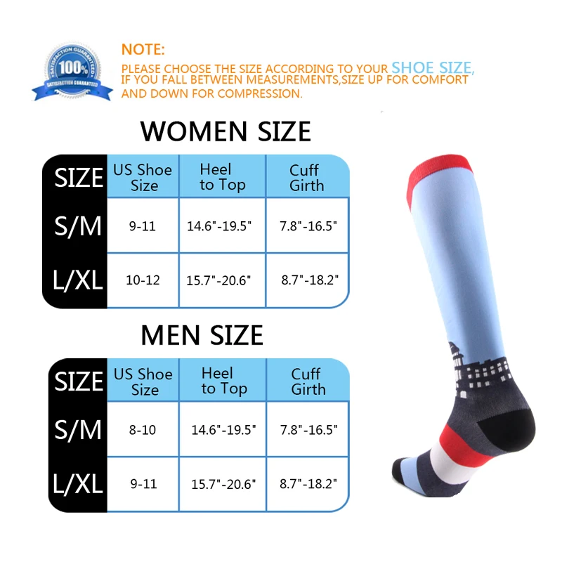 Компрессионные носки для мужчин и женщин 20-30HHg(3 пары) Fit Running, Nurses, Flight Travel& для беременных и матерей после родов-Boost Stamina