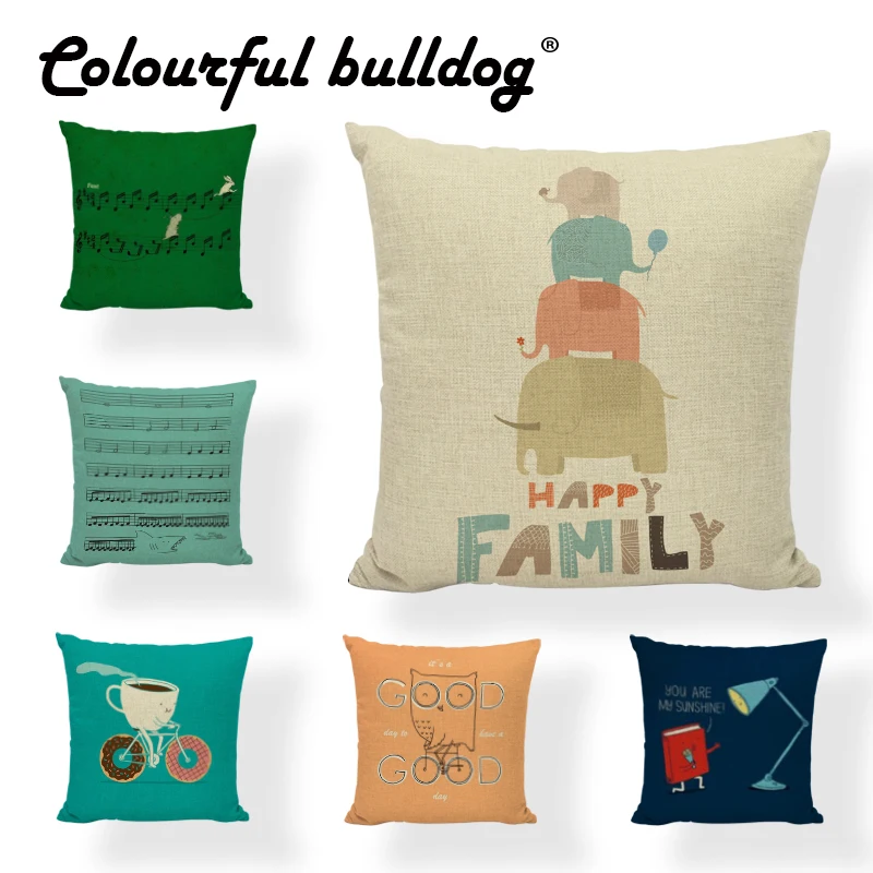 Soft Cartoon Cushion Cover Umbrella Note Piano Keys Rabbit Zipper Letter Postmark 17 Inch Whale Table Lamp Sofa Decor Pillowcase | Дом и сад