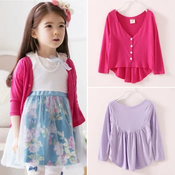 

2020 Spring Autumn Summer 3-10 Years Children Long Sleeve V Neck Solid Color Sun-Protection Thin Cardigan Baby Kids For Girls