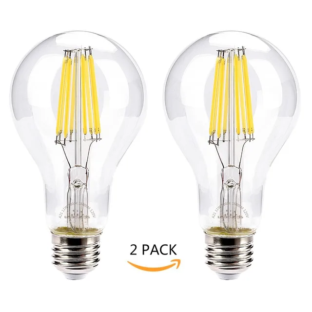 2pcs A21 Led Filament Bulbs 100w Equivalent 120v Edison Style 5000k 2pcs A21 Led Filament Bulbs 100w Equivalent 120v Edison Style 5000k Daylight 11w Dimmable 1500 Lumens Light Bulb E26 Base