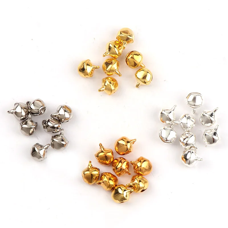 

7x11mm Cute Shiny Jingle Bells Iron Loose Beads for DIY Festival Party Decoration/Christmas Tree Decorations/ Crafts Accessories