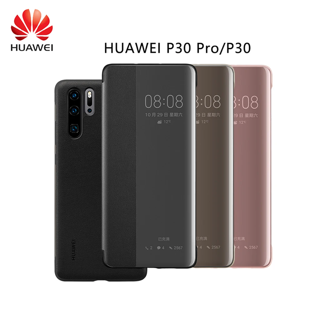 Чехол для HUAWEI P30 Pro 100% оригинальный Официальный чехол Smart View из искусственной кожи