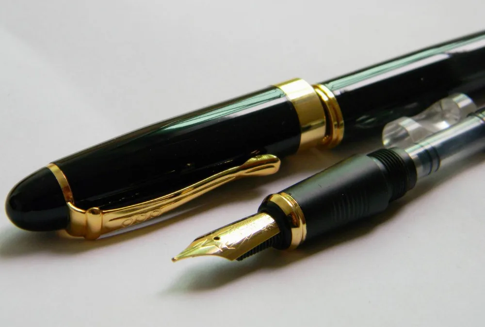 JINHAO 450 черный металлический золотой зажим Средний Перьевая ручка