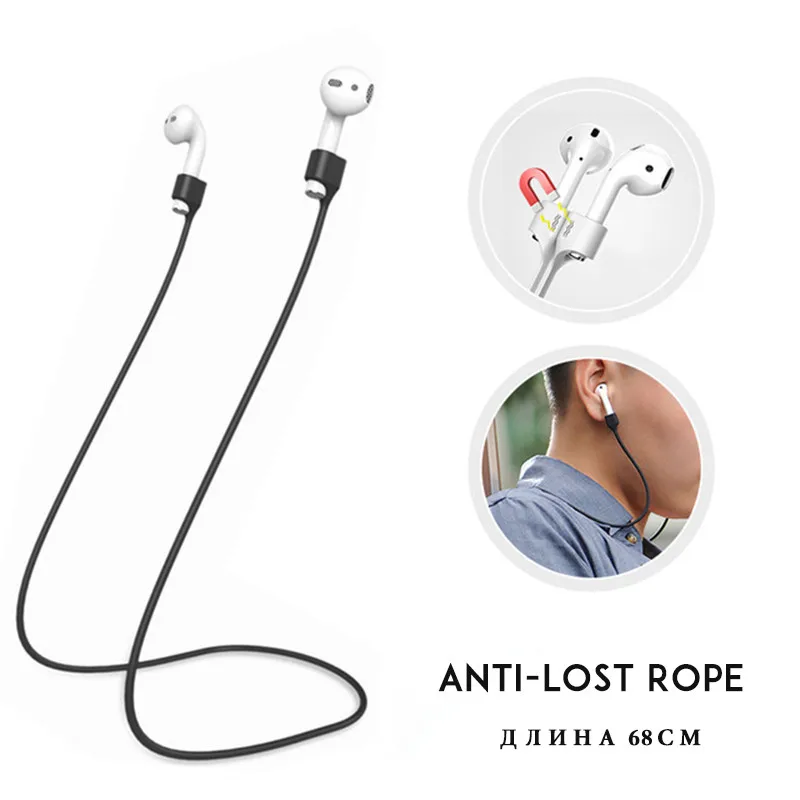 3 IN 1 Soft Liquid Silicone Wireless Earphone Case For Airpods 2 Apple Shell Accessories Cover Pouch Holder Anti-lost Strap