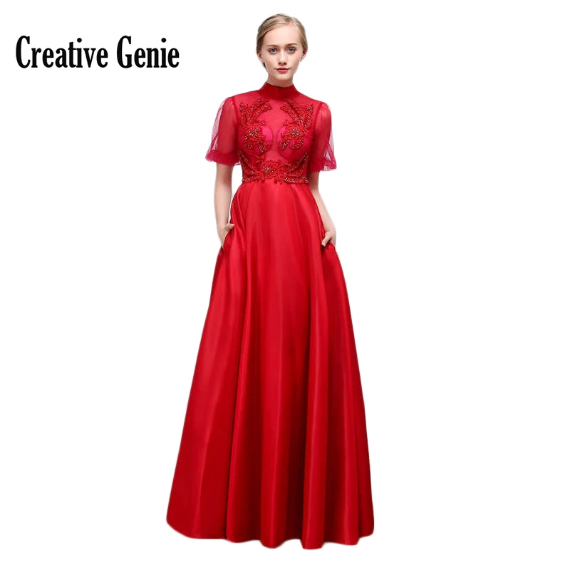 Women Dresses Evening Party Appliques Red Long Dress Elegant Fashion