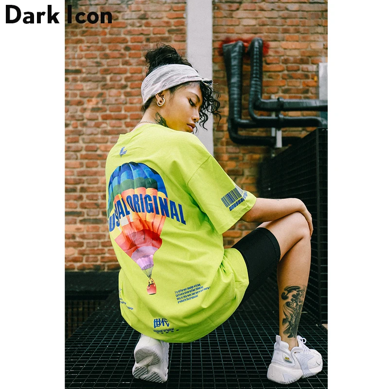 

Colorful Balloon Printed Women T-shirt Short Sleeve 2019 Summer Street Tshirts Women Cotton Tee Shirts Black White