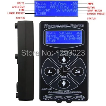 

Black Hurricane Power Digital LCD Tattoo Power Supply Liner/Shader Dual Setting for tattoo machine tattoo gun free shipping