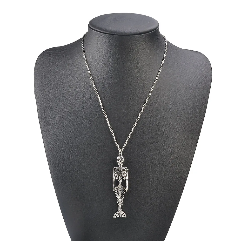 

Gothic Punk Halloween Skeleton Mermaid Pendant Necklace Unisex Jewelry Gift Creative gift