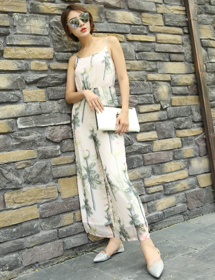 Jumpsuit for Women 2018 Summer Party Overalls Rompers Chiffon Bohemian Sling Strapless Elegant Printed Full Length Bodysuit 2XL Jumpsuit for Women 2018 Summer Party Overalls Rompers Chiffon Bohemian Sling Strapless Elegant Printed Full Length Bodysuit 2XL
