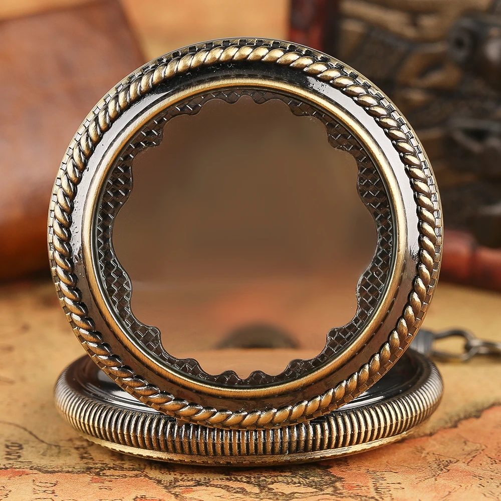 YISUYA Carving Pendant Pocket Watch Hand Winding Mechanical Steampunk Watches Vintage Bronze Ear Round Case Necklace Clock Men (10)