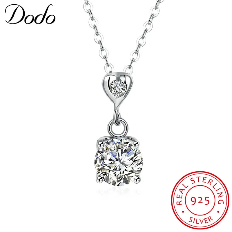 DODO 925 Sterling Silver Necklaces Heart Pendant &amp Long Link Chain Necklace Cubic Zirconia Jewelry Collar Colar de Plata SN59 | Украшения
