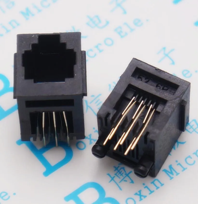

50PCS/Lot RJ11 socket RJ12 telephone 180 degrees 6pin crystal female 6p6c socket