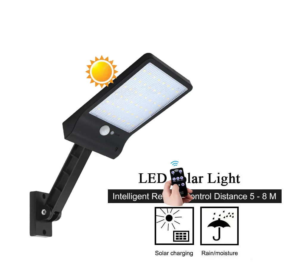 

remote control solar street light 48 LED Solar Light Three Modes Black Waterproof Outdoor Garden Wall Fence Sol spot flood bul