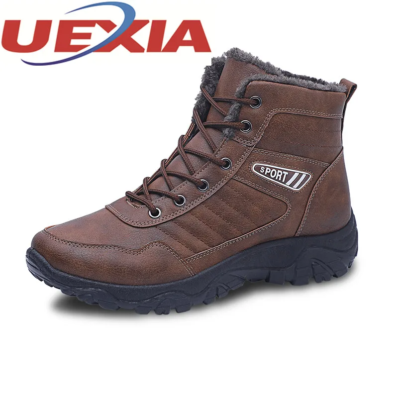 

Winter Mens Fur Warm Shoes Fashion Casual Men Snow Boots Men's Outdoor Ankle Plush Boots Footwear Male Rubber Bota Masculina