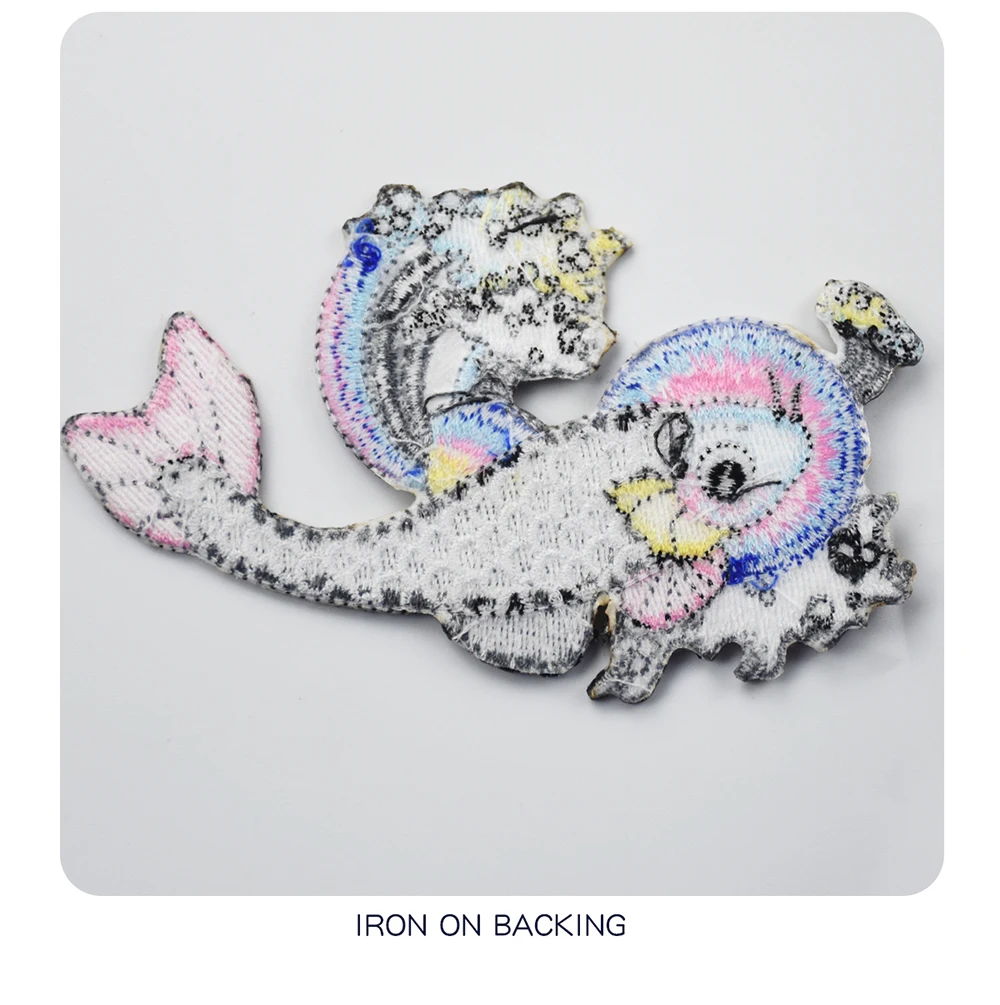 Carp 100% Embroidery Colorful Patches Embroidered Iron on DIY Applique Clothing Patch Free Shipping White Twill Fabric (5)