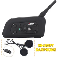 Updated soft earphone!1 pcs V6 BT multi interphone wireless motorcycle bluetooth intercom 1200M Moto Helmet Headset for 6 Riders