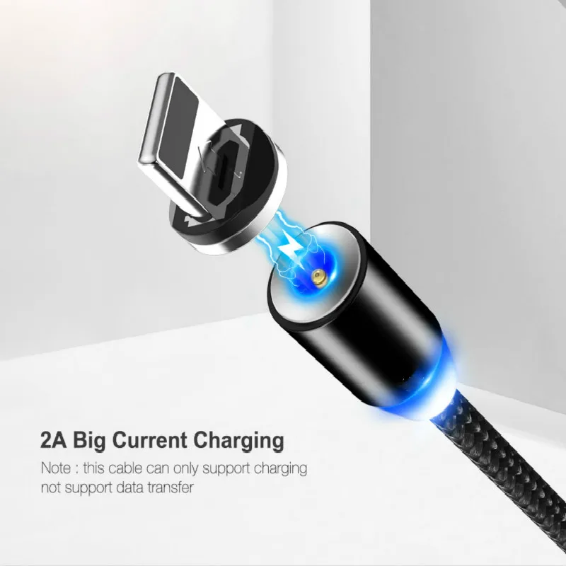 1 м Магнитный зарядный кабель Micro USB кабель для iPhone XR XS Max X магнитное зарядное устройство usb type C кабель светодиодный провод для зарядки
