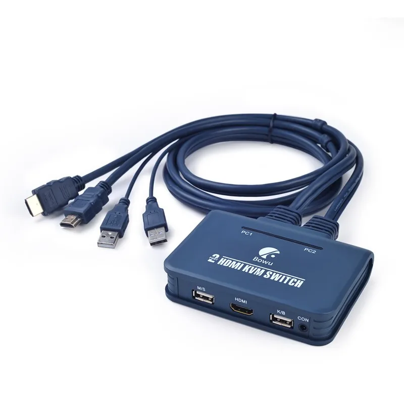 2 порта hdmi Schalter kvm коммутатор с кабелем для монитора USB клавиатура мышь HDMI переключатель поддержка настольного контроллера